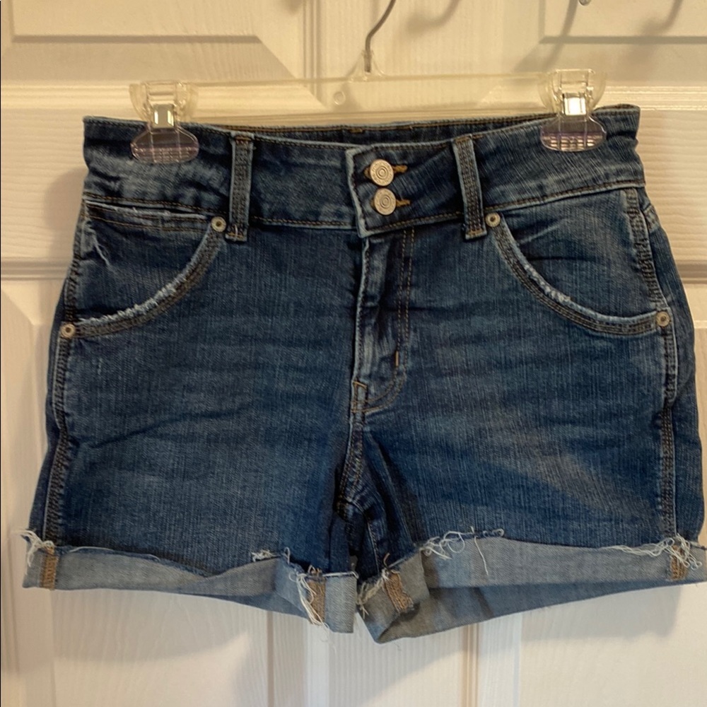 Maurice’s Blue Jean Shorts with Distressed Hem and Belt Loops